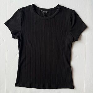 Banana Republic Factory Variegated Ribbed T-Shirt Black Size S